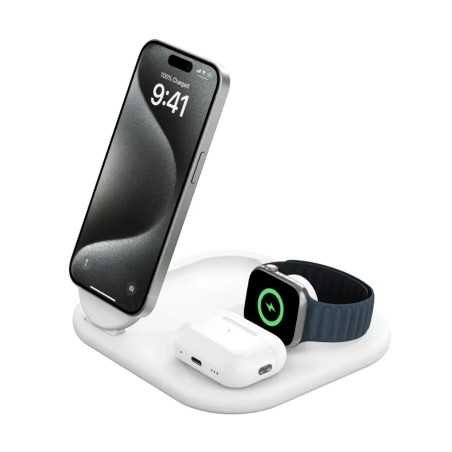 Belkin - 3-in-1 15W, Foldable Magnetic Qi2 Charging Station for iPhone 16
