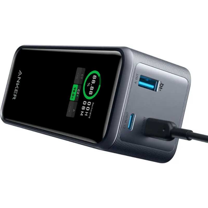 Anker - Power Bank (20000mAh, 200W, 3-Port) - Black